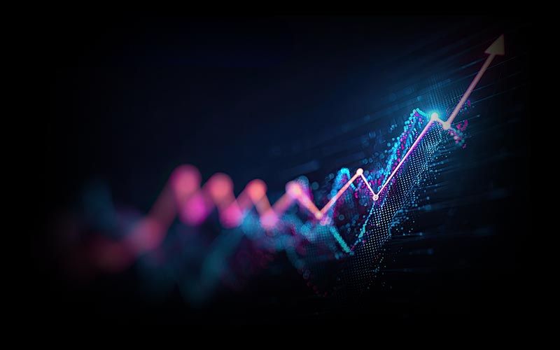 Glowing data visualization showing patent portfolio growth